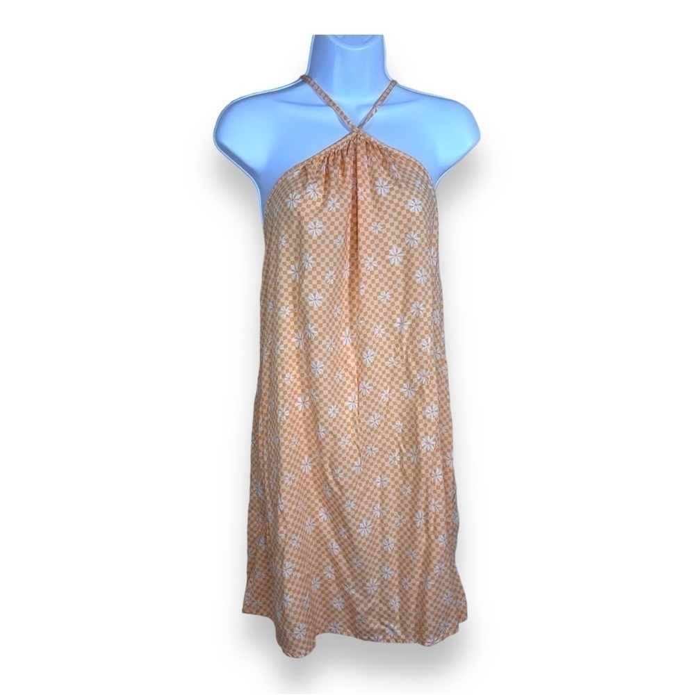 LARGE SO ORANGE HALTER MINI DRESS SLEEVELESS BEACHY SWIM VACATION WOMENS